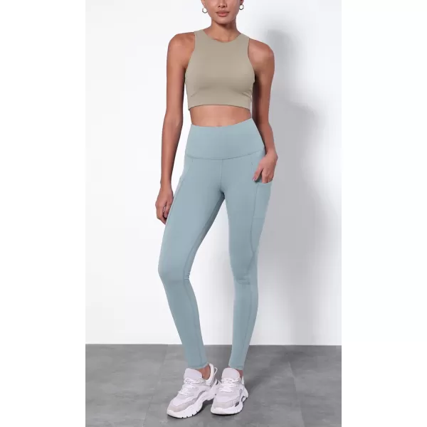 ODODOS ODTHERMAL Womens Fleece Lined Yoga Pants with Pockets  25quot  28quot High Waisted Warm Workout LeggingsChambray