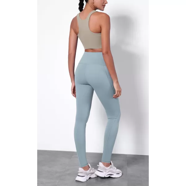 ODODOS ODTHERMAL Womens Fleece Lined Yoga Pants with Pockets  25quot  28quot High Waisted Warm Workout LeggingsChambray