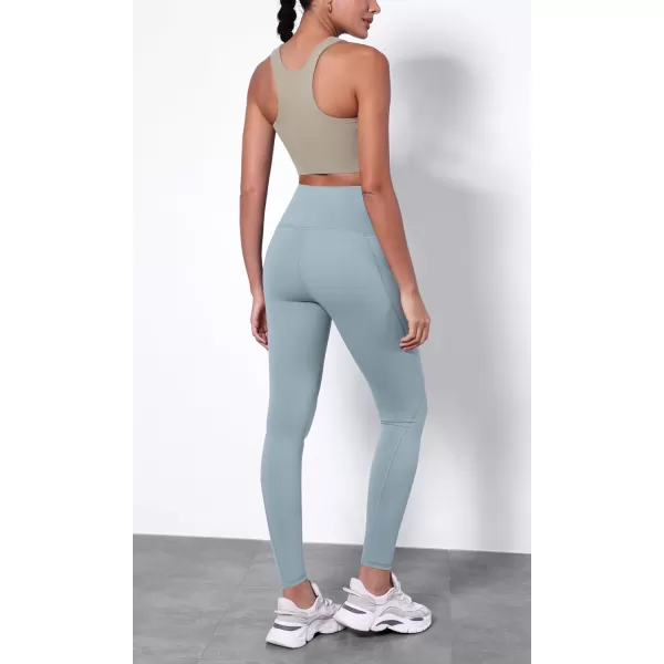 ODODOS ODTHERMAL Womens Fleece Lined Yoga Pants with Pockets  25quot  28quot High Waisted Warm Workout LeggingsChambray