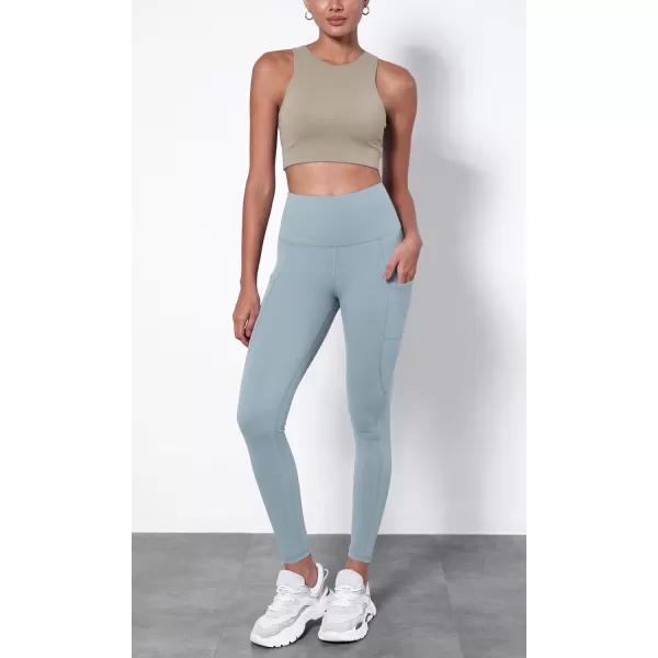 ODODOS ODTHERMAL Womens Fleece Lined Yoga Pants with Pockets  25quot  28quot High Waisted Warm Workout LeggingsChambray