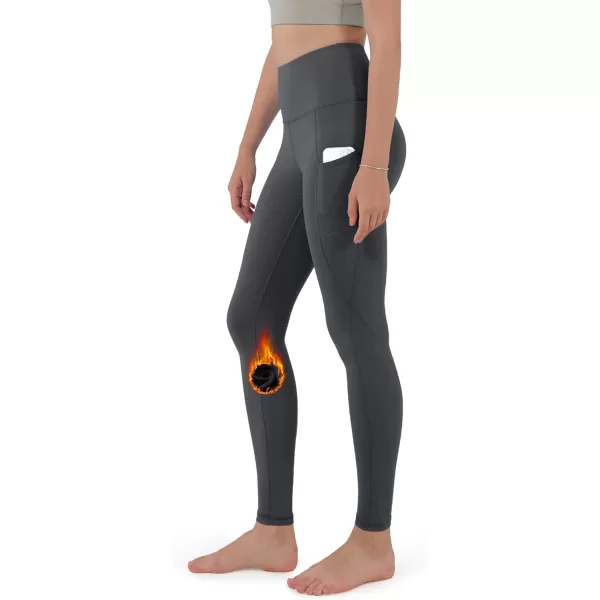 ODODOS ODTHERMAL Womens Fleece Lined Yoga Pants with Pockets  25quot  28quot High Waisted Warm Workout LeggingsCharcoal