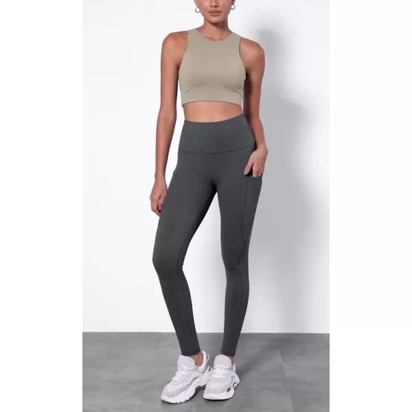 ODODOS ODTHERMAL Womens Fleece Lined Yoga Pants with Pockets  25quot  28quot High Waisted Warm Workout LeggingsCharcoal
