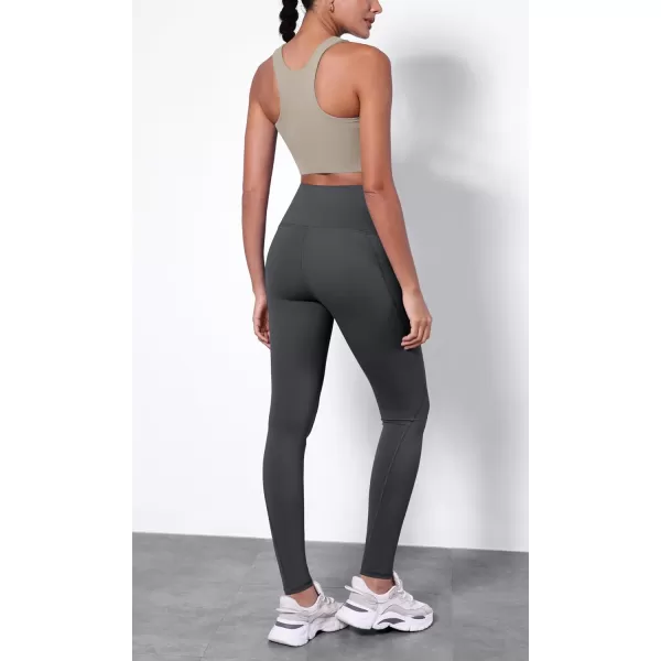 ODODOS ODTHERMAL Womens Fleece Lined Yoga Pants with Pockets  25quot  28quot High Waisted Warm Workout LeggingsCharcoal