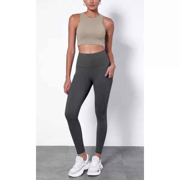 ODODOS ODTHERMAL Womens Fleece Lined Yoga Pants with Pockets  25quot  28quot High Waisted Warm Workout LeggingsCharcoal