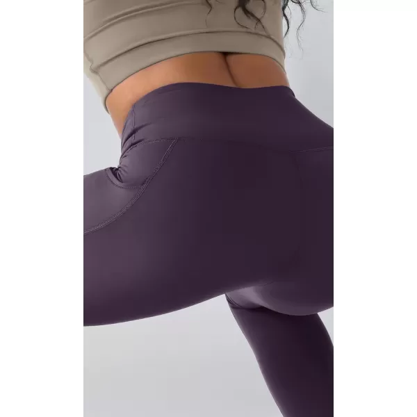 ODODOS ODTHERMAL Womens Fleece Lined Yoga Pants with Pockets  25quot  28quot High Waisted Warm Workout LeggingsDark Purple
