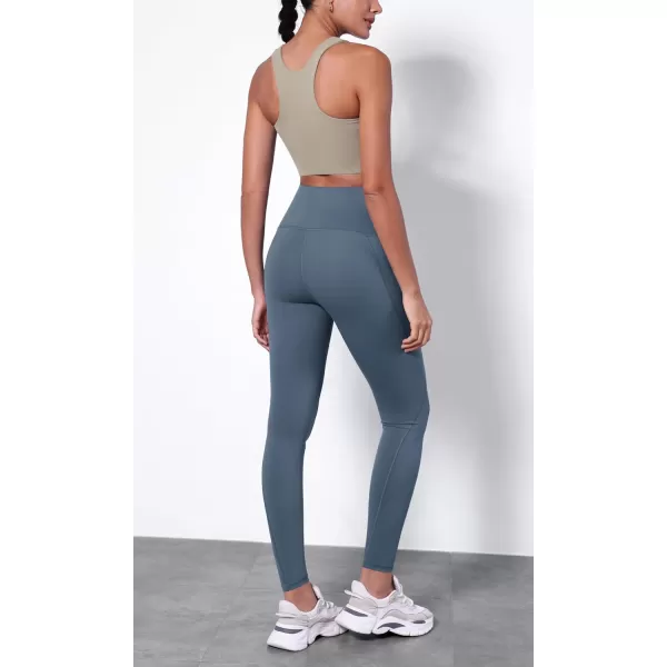ODODOS ODTHERMAL Womens Fleece Lined Yoga Pants with Pockets  25quot  28quot High Waisted Warm Workout LeggingsInk Blue