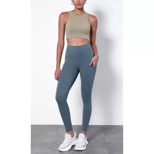ODODOS ODTHERMAL Womens Fleece Lined Yoga Pants with Pockets  25quot  28quot High Waisted Warm Workout LeggingsInk Blue