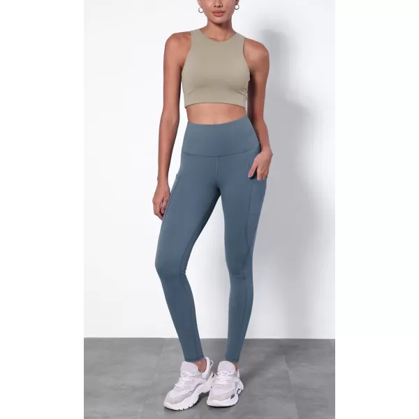 ODODOS ODTHERMAL Womens Fleece Lined Yoga Pants with Pockets  25quot  28quot High Waisted Warm Workout LeggingsInk Blue