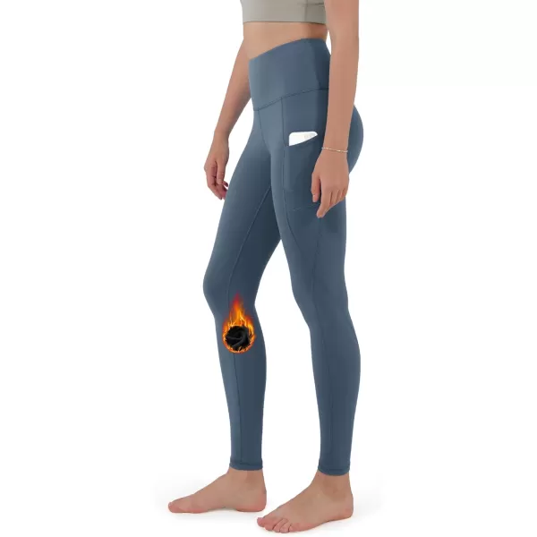 ODODOS ODTHERMAL Womens Fleece Lined Yoga Pants with Pockets  25quot  28quot High Waisted Warm Workout LeggingsInk Blue