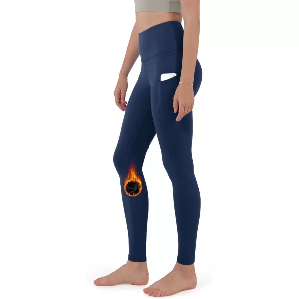 ODODOS ODTHERMAL Womens Fleece Lined Yoga Pants with Pockets  25quot  28quot High Waisted Warm Workout LeggingsNavy