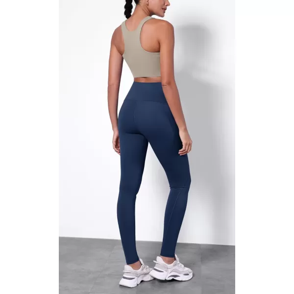 ODODOS ODTHERMAL Womens Fleece Lined Yoga Pants with Pockets  25quot  28quot High Waisted Warm Workout LeggingsNavy