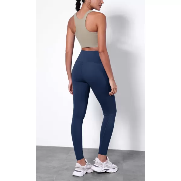 ODODOS ODTHERMAL Womens Fleece Lined Yoga Pants with Pockets  25quot  28quot High Waisted Warm Workout LeggingsNavy
