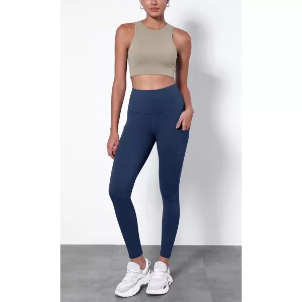 ODODOS ODTHERMAL Womens Fleece Lined Yoga Pants with Pockets  25quot  28quot High Waisted Warm Workout LeggingsNavy