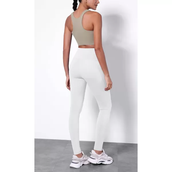 ODODOS ODTHERMAL Womens Fleece Lined Yoga Pants with Pockets  25quot  28quot High Waisted Warm Workout LeggingsWhite