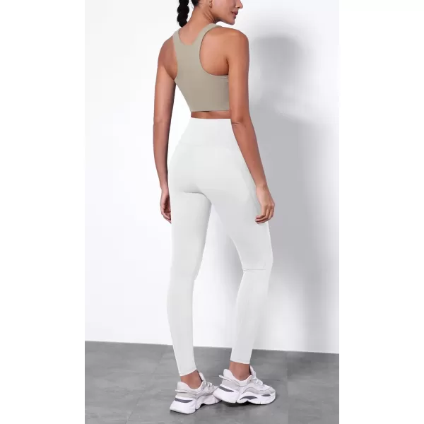 ODODOS ODTHERMAL Womens Fleece Lined Yoga Pants with Pockets  25quot  28quot High Waisted Warm Workout LeggingsWhite