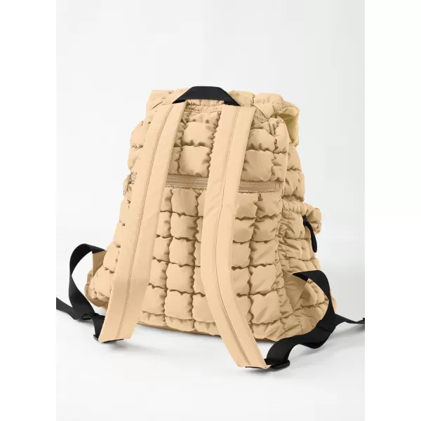 ODODOS Quilted Backpack for Women Lightweight Puffer Hiker Pack Drawstring Padding Travel Gym Bag CharcoalBeige