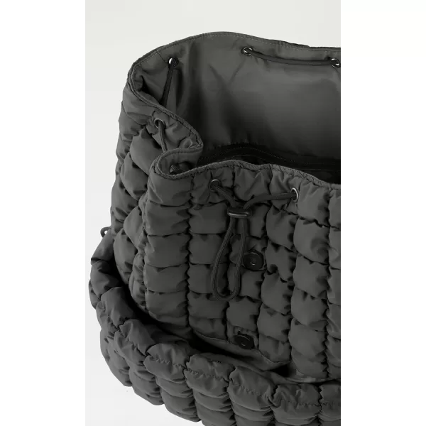 ODODOS Quilted Backpack for Women Lightweight Puffer Hiker Pack Drawstring Padding Travel Gym Bag CharcoalCharcoal