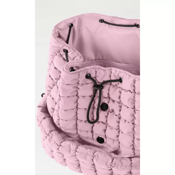 ODODOS Quilted Backpack for Women Lightweight Puffer Hiker Pack Drawstring Padding Travel Gym Bag CharcoalFragrant Lilac