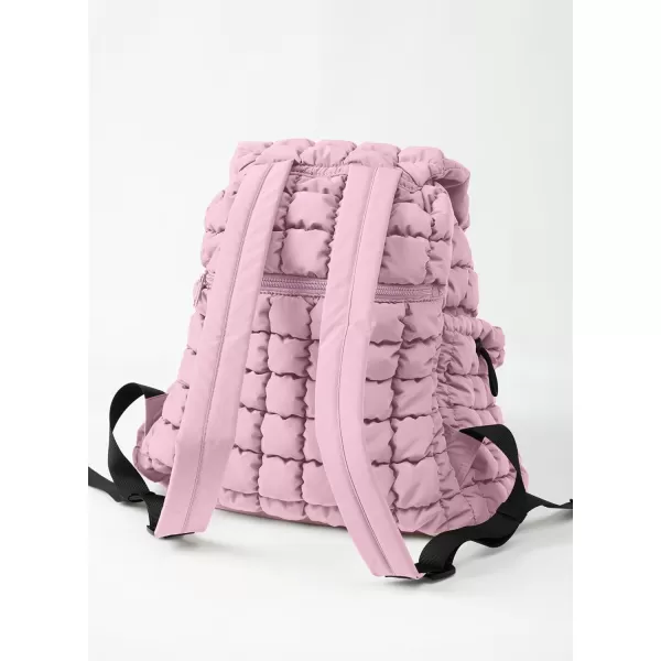 ODODOS Quilted Backpack for Women Lightweight Puffer Hiker Pack Drawstring Padding Travel Gym Bag CharcoalFragrant Lilac