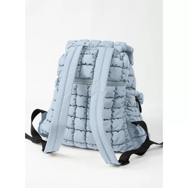 ODODOS Quilted Backpack for Women Lightweight Puffer Hiker Pack Drawstring Padding Travel Gym Bag CharcoalLight Blue