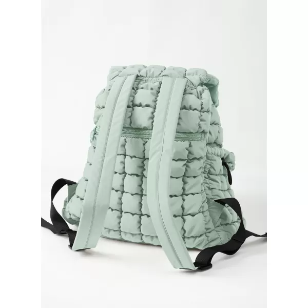 ODODOS Quilted Backpack for Women Lightweight Puffer Hiker Pack Drawstring Padding Travel Gym Bag CharcoalLight Green