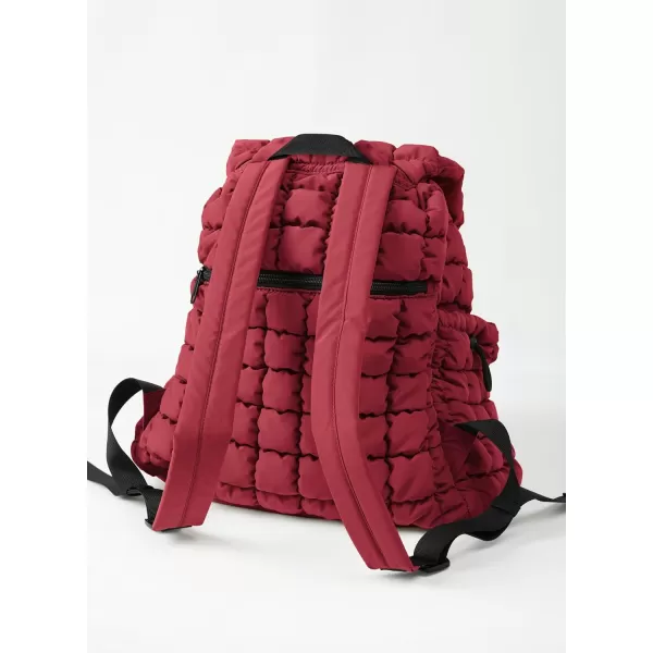 ODODOS Quilted Backpack for Women Lightweight Puffer Hiker Pack Drawstring Padding Travel Gym Bag CharcoalTrue Red