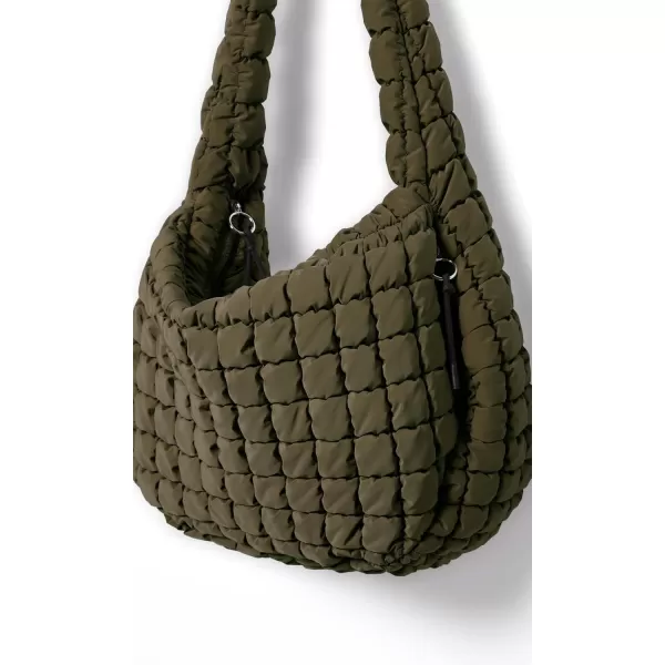 ODODOS Quilted Carryall Tote Bag for Women Crossbody Large Hobo Lightweight Padding Shoulder BagAvocado