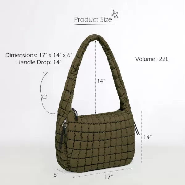 ODODOS Quilted Carryall Tote Bag for Women Crossbody Large Hobo Lightweight Padding Shoulder BagAvocado