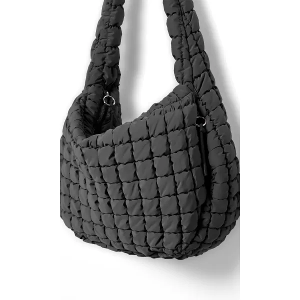 ODODOS Quilted Carryall Tote Bag for Women Crossbody Large Hobo Lightweight Padding Shoulder BagCharcoal