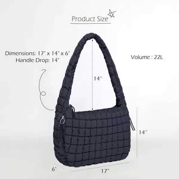 ODODOS Quilted Carryall Tote Bag for Women Crossbody Large Hobo Lightweight Padding Shoulder BagDark Blue