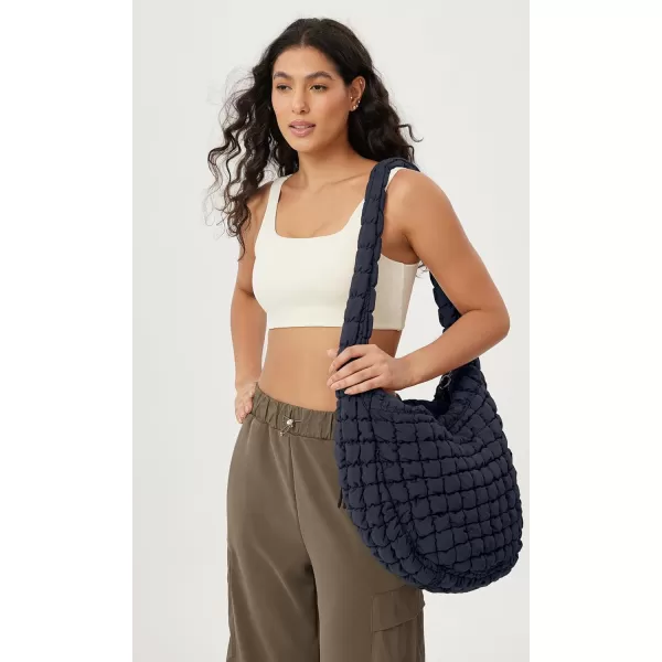 ODODOS Quilted Carryall Tote Bag for Women Crossbody Large Hobo Lightweight Padding Shoulder BagDark Blue