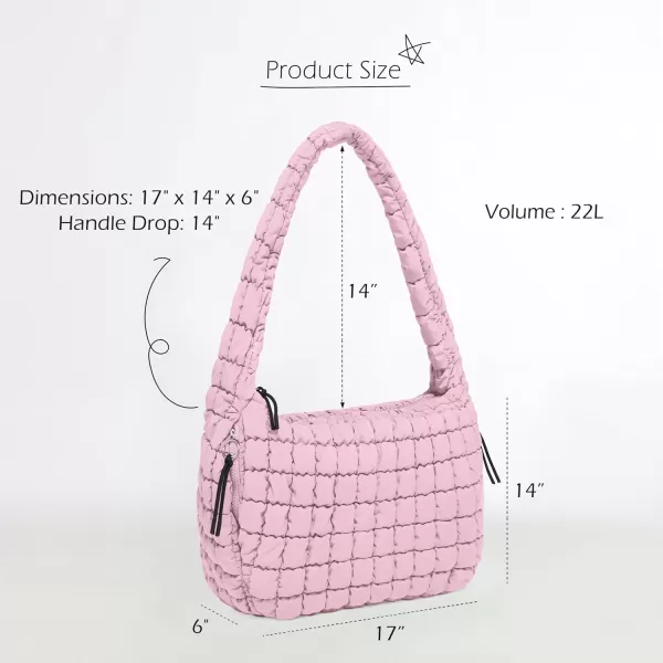 ODODOS Quilted Carryall Tote Bag for Women Crossbody Large Hobo Lightweight Padding Shoulder BagFragrant Lilac