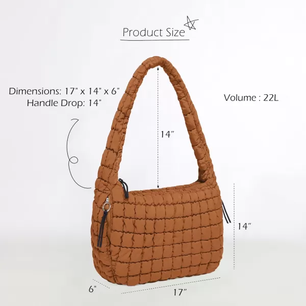 ODODOS Quilted Carryall Tote Bag for Women Crossbody Large Hobo Lightweight Padding Shoulder BagGlazed Ginger