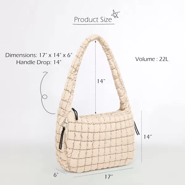 ODODOS Quilted Carryall Tote Bag for Women Crossbody Large Hobo Lightweight Padding Shoulder BagIvory