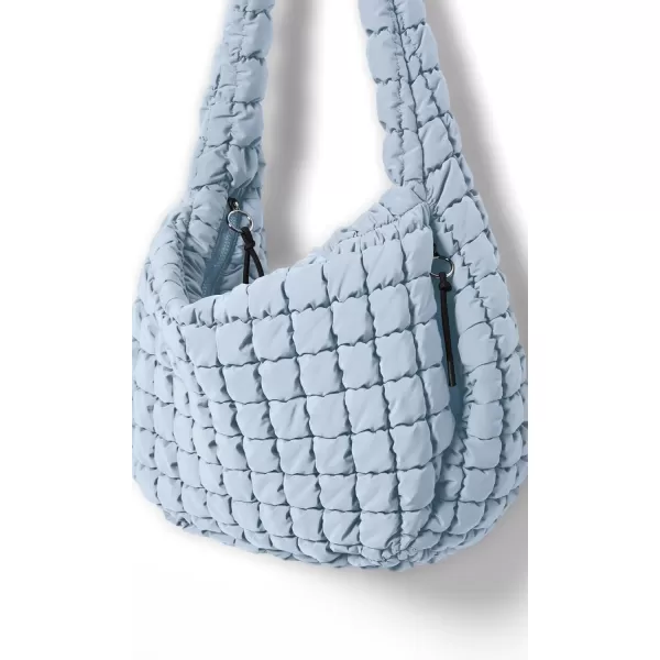 ODODOS Quilted Carryall Tote Bag for Women Crossbody Large Hobo Lightweight Padding Shoulder BagLight Blue