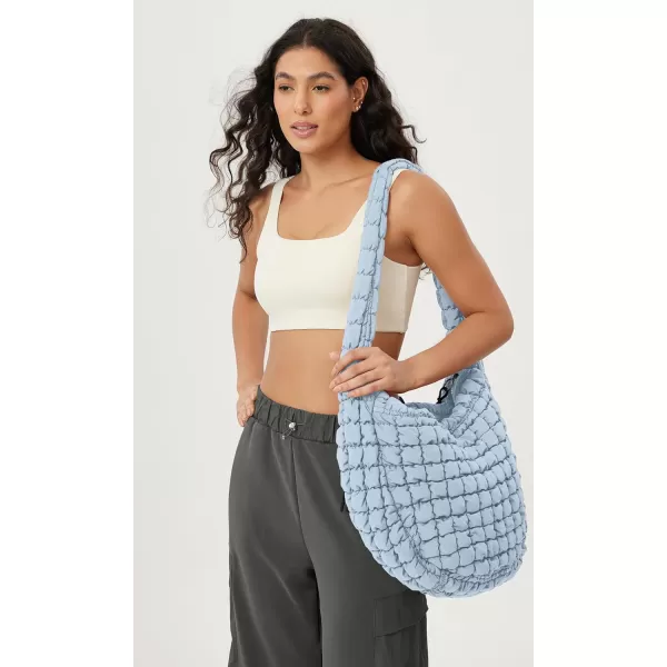 ODODOS Quilted Carryall Tote Bag for Women Crossbody Large Hobo Lightweight Padding Shoulder BagLight Blue