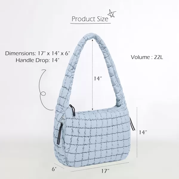 ODODOS Quilted Carryall Tote Bag for Women Crossbody Large Hobo Lightweight Padding Shoulder BagLight Blue