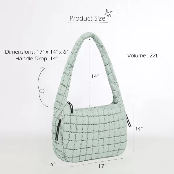 ODODOS Quilted Carryall Tote Bag for Women Crossbody Large Hobo Lightweight Padding Shoulder BagLight Green