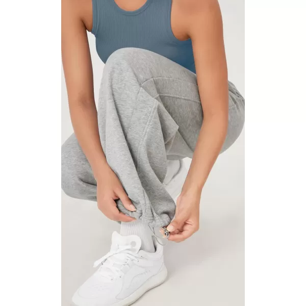 ODODOS Womens Fleece Lined Wide Leg Jogger Pants with Pockets MidRise Relaxed PullOn SweatpantsHeather Grey