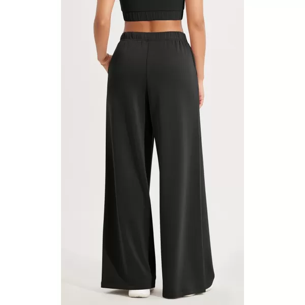 ODODOS Womens Modal Soft Extra Wide Leg Pants with Pockets Drawstring High Waist PullOn Casual PantsBlack