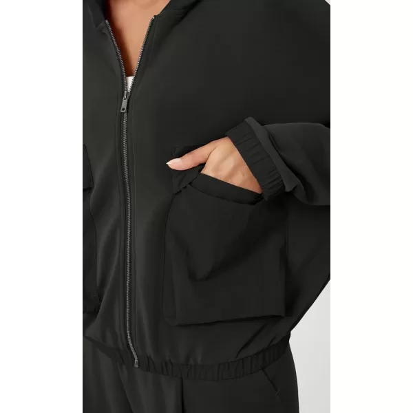 ODODOS Womens Modal Soft FullZip Hoodies with Pockets Casual Fall Outfit Hooded JacketBlack