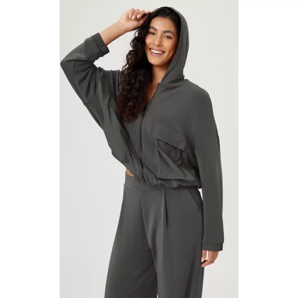 ODODOS Womens Modal Soft FullZip Hoodies with Pockets Casual Fall Outfit Hooded JacketCharcoal