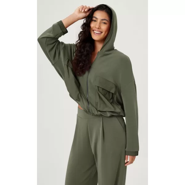 ODODOS Womens Modal Soft FullZip Hoodies with Pockets Casual Fall Outfit Hooded JacketDark Sage