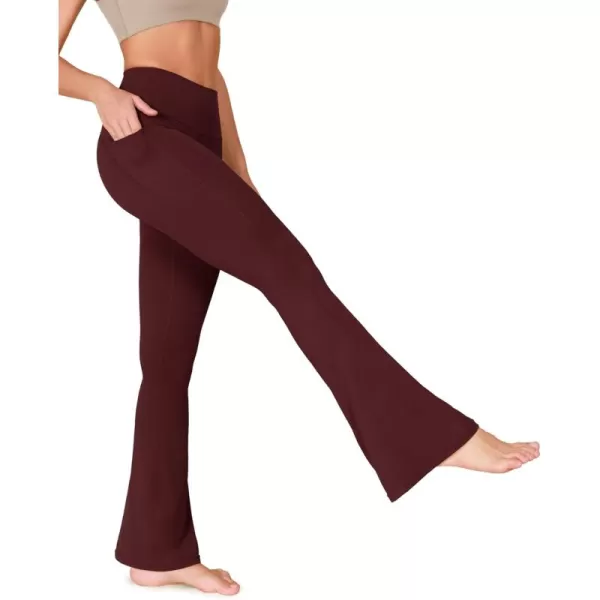 ODODOS Cloud Feeling Flared Pants with Pocket for Women High Waist Casual Bootcut Yoga Pants 30quot32quot InseamBurgundy