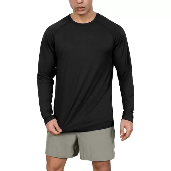 ODODOS Mens Quick Dry Long Sleeve Shirts UPF 50 Sun Protection SPF Athletic Tops Workout Fishing TShirtsBlack Heather