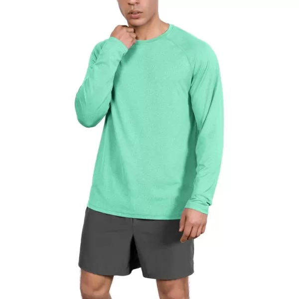 ODODOS Mens Quick Dry Long Sleeve Shirts UPF 50 Sun Protection SPF Athletic Tops Workout Fishing TShirtsJade Heather