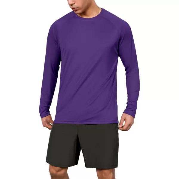 ODODOS Mens Quick Dry Long Sleeve Shirts UPF 50 Sun Protection SPF Athletic Tops Workout Fishing TShirtsPurple