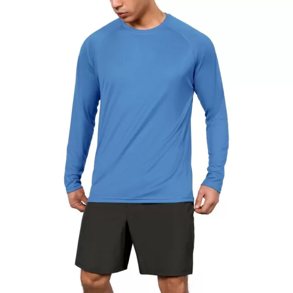 ODODOS Mens Quick Dry Long Sleeve Shirts UPF 50 Sun Protection SPF Athletic Tops Workout Fishing TShirtsSky Blue