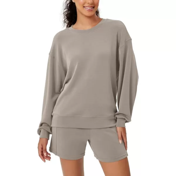 imageODODOS Modal Soft Oversized Sweatshirts for Women Crew Neck Long Sleeve Relaxed Pullover TopsKhaki