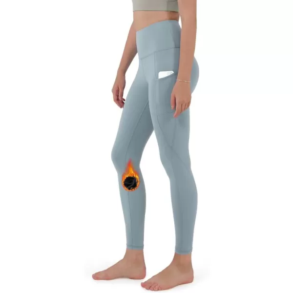 ODODOS ODTHERMAL Womens Fleece Lined Yoga Pants with Pockets  25quot  28quot High Waisted Warm Workout LeggingsChambray
